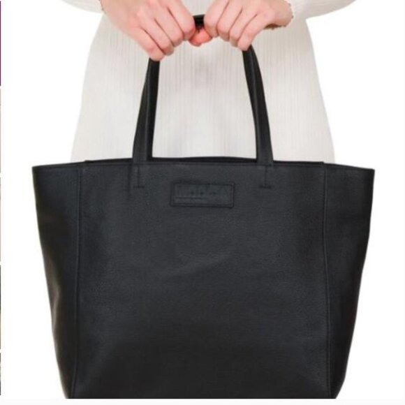 M.I.L.A. Made in Los Angeles Black Leather Tote Bag Handbag - Picture 1 of 13